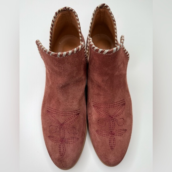 Sundance Lola Whipstitched Boots in Rust Suede EU 39/US 8.5 Cut Out Embroidered - Picture 8 of 16